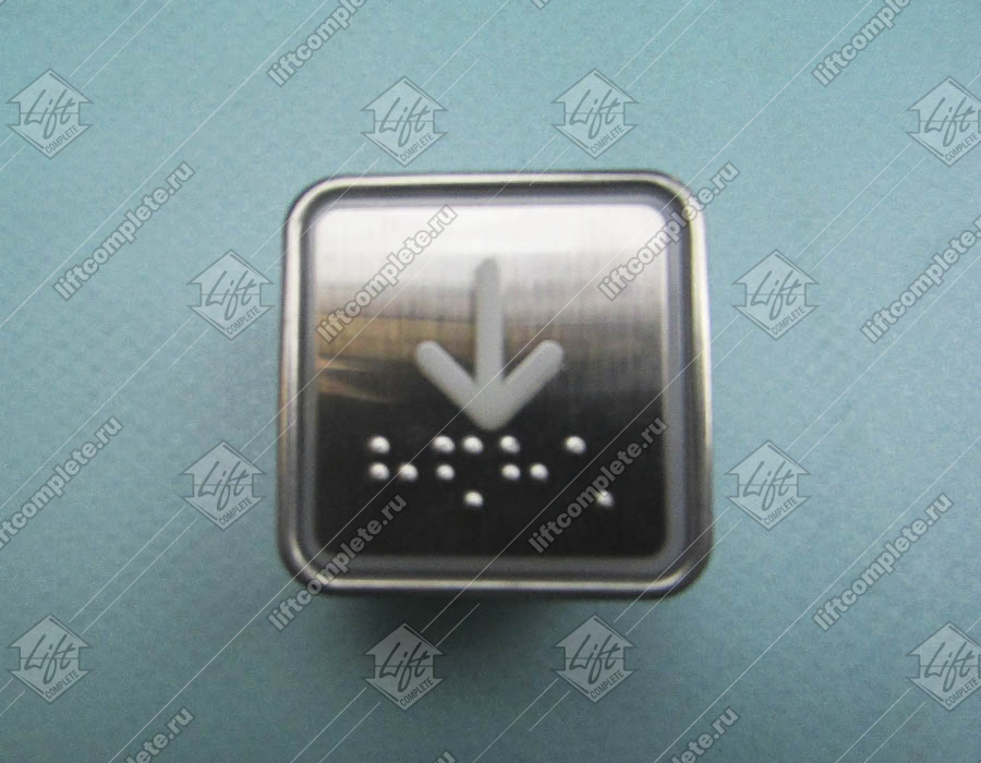 Кнопка вызова/приказа, ЩЛЗ, Вниз, квадратная, 24В, красная подсветка, тактильный символ, тип A4N11286, с Брайлем