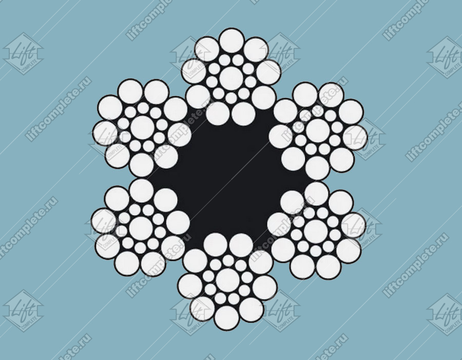 Канат стальной, ГОСТ 3077-80, d - 7,8 мм, 6х19+1о.с., 32,7кН