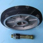 Ролик башмака кабины/противовеса, KONE, WRG150, D — 150 мм, W — 27 мм, подшипник 6003, с осью